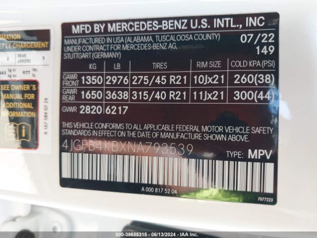 4JGFB4KBXNA793539 Mercedes-Benz Gle 350 4matic