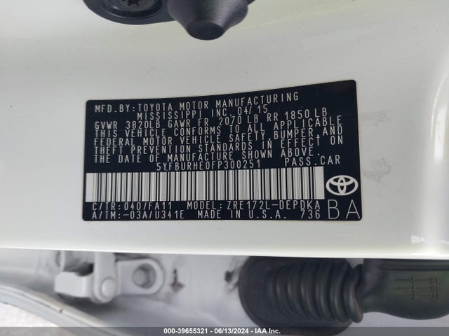 Toyota COROLLA L 2015 5YFBURHE0FP300251 Image 9