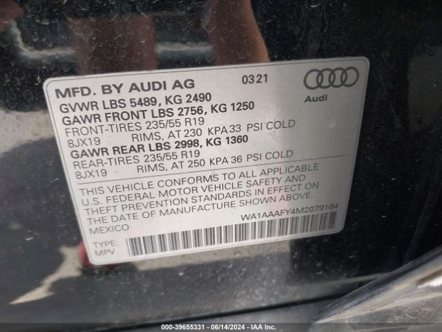 WA1AAAFY4M2079164 Audi Q5 Premium 45 Tfsi Quattro S Tronic