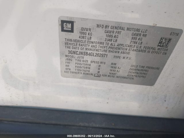 3GNCJNSB4GL262971 Chevrolet Trax 1ls