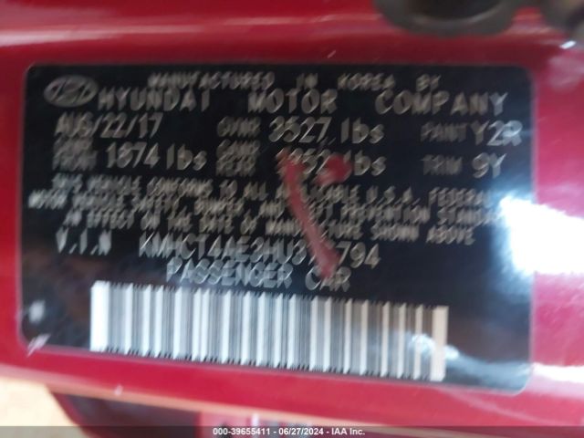 KMHCT4AE3HU376794 Hyundai ACCENT SE