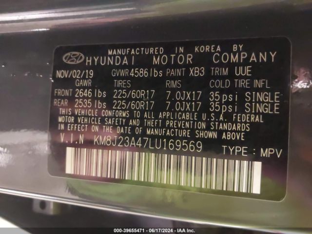 KM8J23A47LU169569 Hyundai TUCSON SE