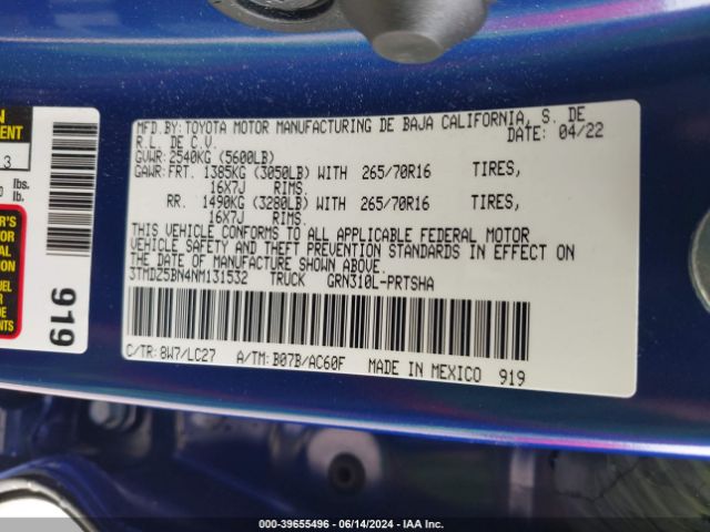 3TMDZ5BN4NM131532 Toyota Tacoma Trd Off Road