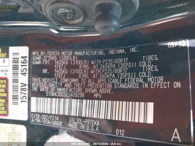 Toyota Sienna Le V6 8 Passenger 2014 5TDKK3DC5ES409298 Image 9