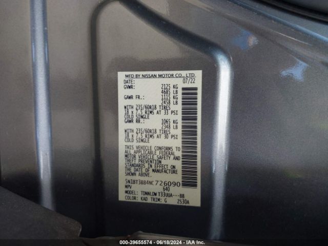 5N1BT3BB4NC726090 Nissan Rogue Sv Intelligent Awd