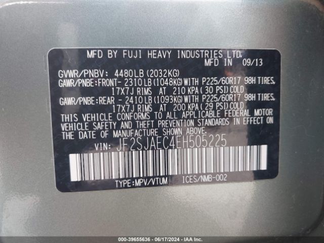 JF2SJAEC4EH505225 Subaru Forester 2.5i Premium
