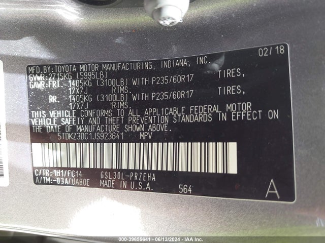Toyota Sienna Le 8 Passenger 2018 5TDKZ3DC1JS923641 Image 9