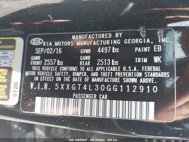 KIA Optima Lx 2016 5XXGT4L30GG112910 Image 9
