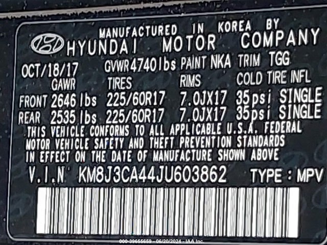Hyundai TUCSON SEL 2018 KM8J3CA44JU603862 Image 9