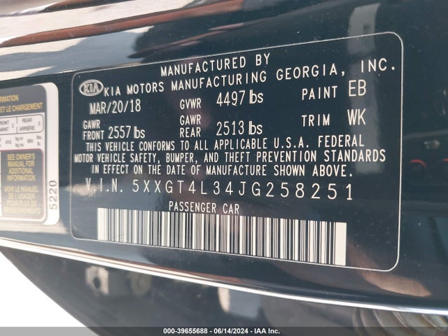 KIA Optima Lx 2018 5XXGT4L34JG258251 Image 9