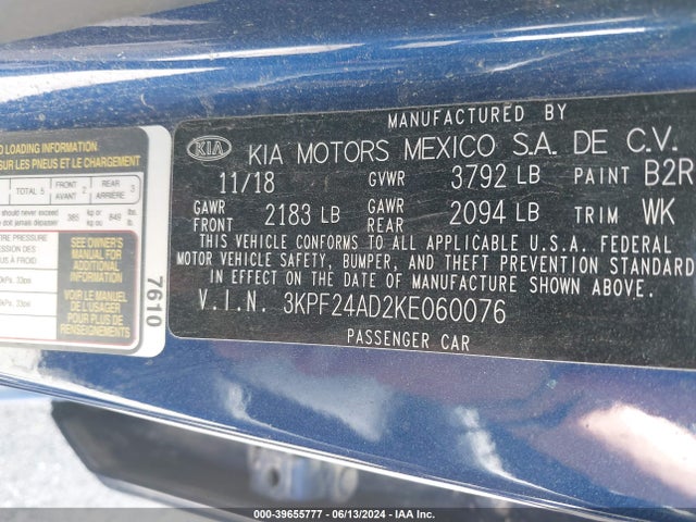 KIA Forte Lxs 2019 3KPF24AD2KE060076 Image 9