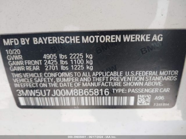 3MW5U7J00M8B65816 BMW 3 Series M340i