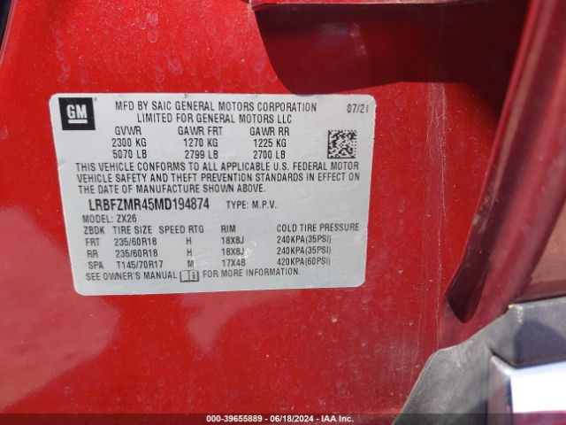 LRBFZMR45MD194874 Buick Envision Awd Preferred