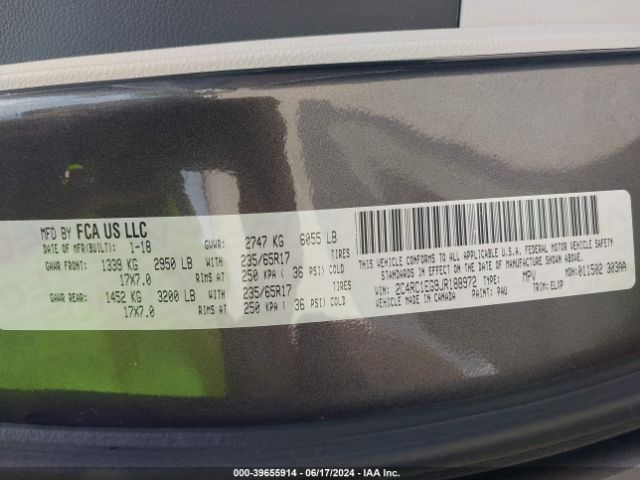 2C4RC1EG9JR188972 Chrysler Pacifica Touring L Plus