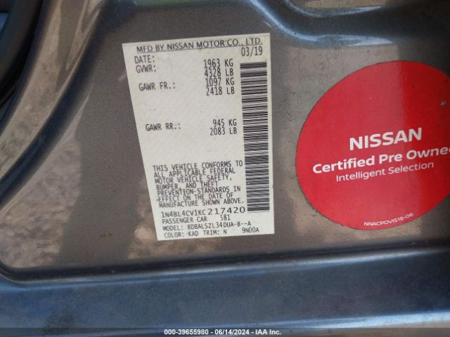 1N4BL4CV1KC217420 Nissan Altima 2.5 Sr