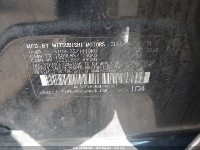 ML32F3FJ8KHF00927 Mitsubishi Mirage G4 Es