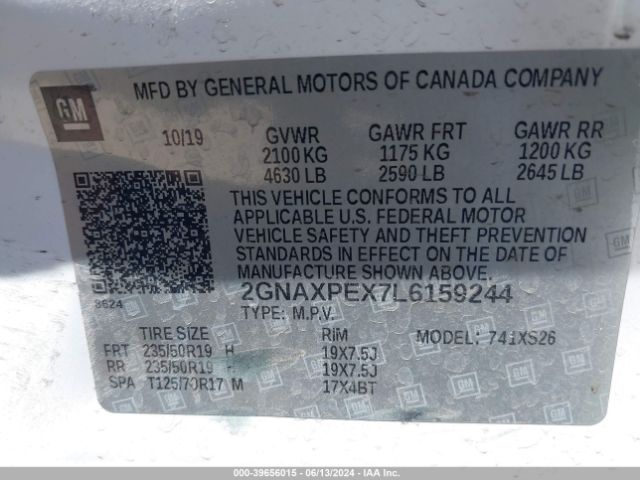 2GNAXPEX7L6159244 Chevrolet Equinox Fwd Premier 2.0l Turbo