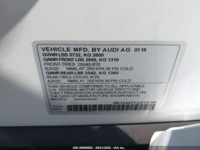 WA1A4AFY3J2157209 Audi Sq5 3.0t Premium Plus