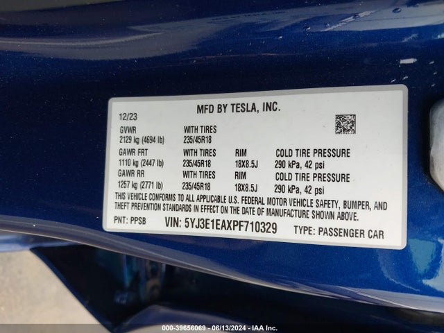 Tesla Model 3 Rear-wheel Drive 2023 5YJ3E1EAXPF710329 Image 9