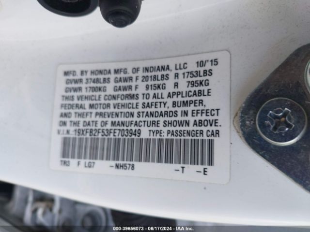 19XFB2F53FE703949 Honda Civic Lx