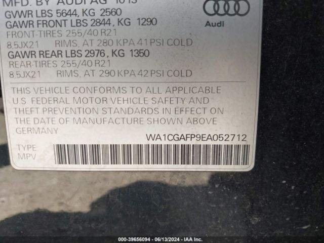 WA1CGAFP9EA052712 Audi Sq5 3.0t Premium Plus