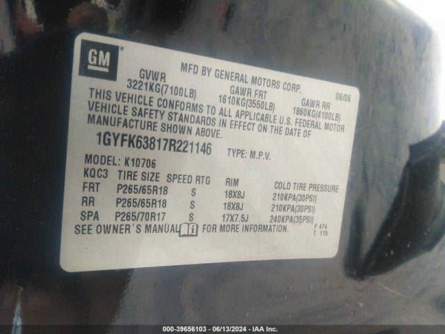 2007 CADILLAC ESCALADE 1GYFK63817R221146 Photo 8