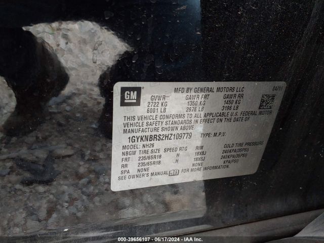 1GYKNBRS2HZ109779 Cadillac XT5 LUXURY