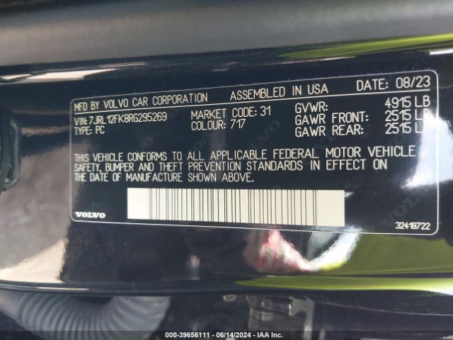 7JRL12FK8RG295269 Volvo S60 B5 Core Dark Theme