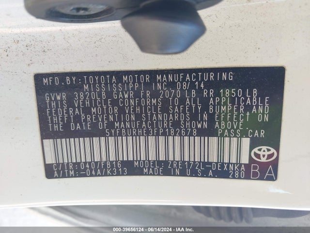 Toyota Corolla Le Plus 2015 5YFBURHE3FP182678 Image 9