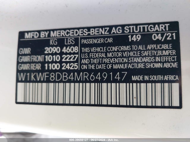 W1KWF8DB4MR649147 Mercedes-Benz C 300 Sedan