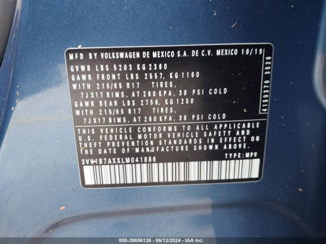 3VV1B7AXXLM041886 Volkswagen Tiguan 2.0t S
