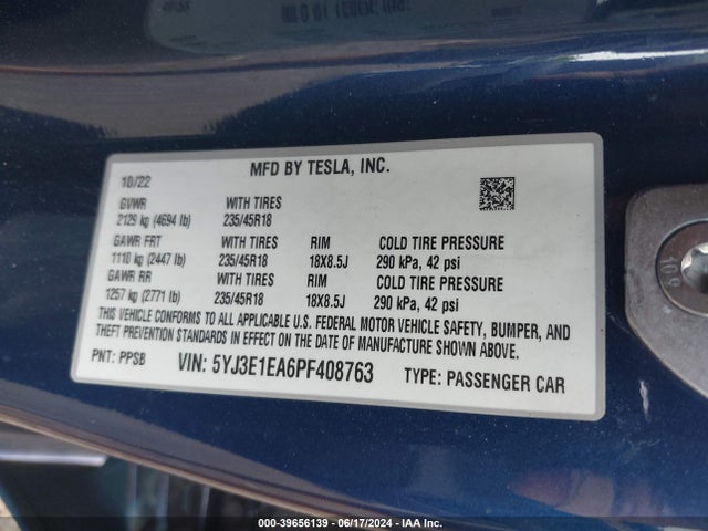 2023 TESLA MODEL 3 5YJ3E1EA6PF408763 Photo 8