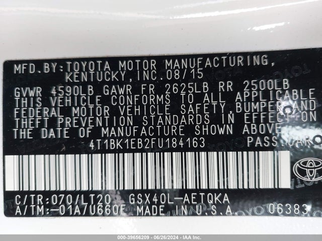 Toyota Avalon Xle Touring 2015 4T1BK1EB2FU184163 Image 9