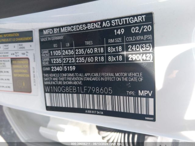 W1N0G8EB1LF798605 Mercedes-Benz Glc 300 4matic