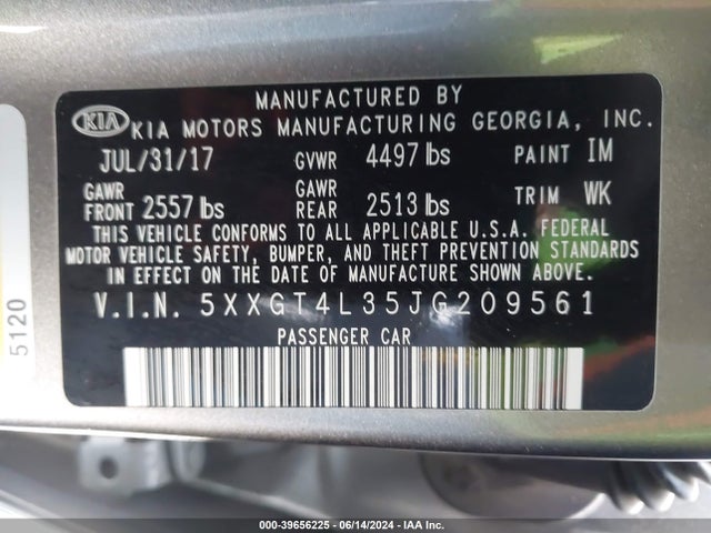KIA Optima Lx 2018 5XXGT4L35JG209561 Image 9
