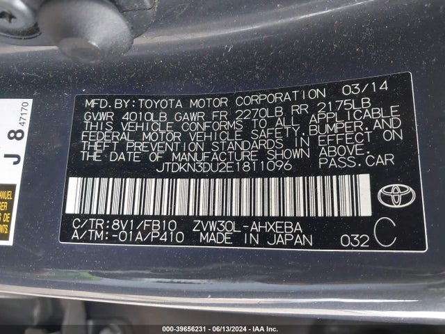 Toyota Prius Two 2014 JTDKN3DU2E1811096 Image 9