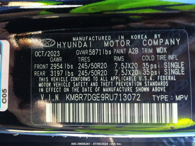 KM8R7DGE9RU713072 Hyundai Palisade Calligraphy