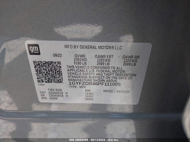 1GYFZDR46PF111005 Cadillac Xt4 Awd Premium Luxury