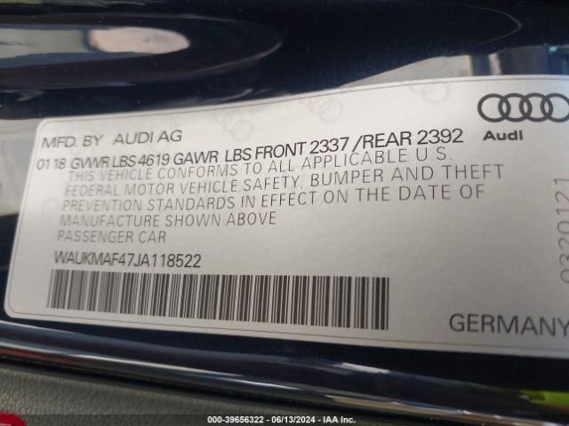 WAUKMAF47JA118522 Audi A4 2.0t Tech Ultra Premium/2.0t Ultra Premium
