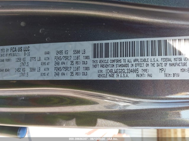 1C4BJWEG2GL334005 Jeep Wrangler Unlimited 75th Anniversary