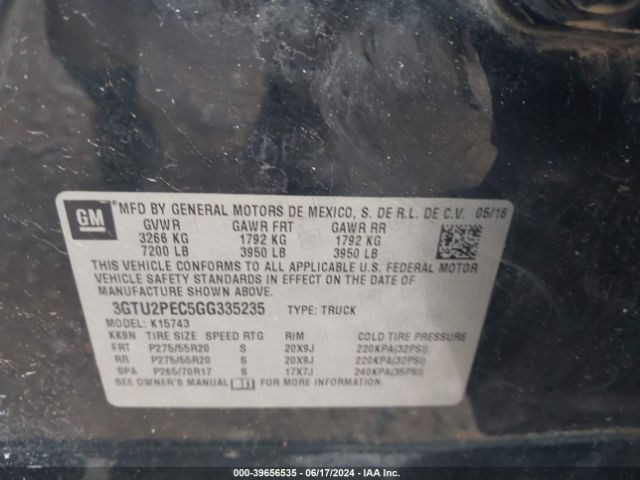 3GTU2PEC5GG335235 GMC Sierra 1500 Denali