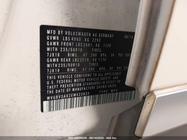 WVGBV3AX2EW522829 Volkswagen Tiguan R-line/s/se/sel