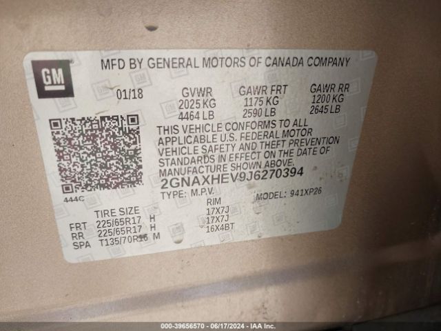 2GNAXHEV9J6270394 Chevrolet EQUINOX LS