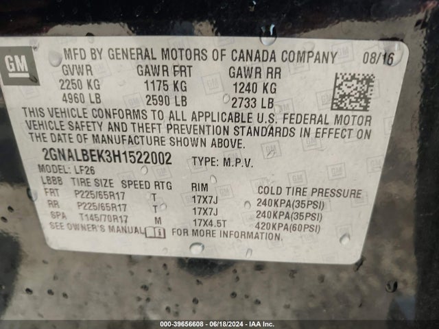 Chevrolet EQUINOX LS 2017 2GNALBEK3H1522002 Image 9