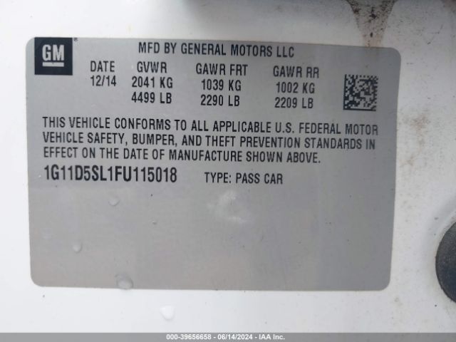 1G11D5SL1FU115018 Chevrolet MALIBU 2LT
