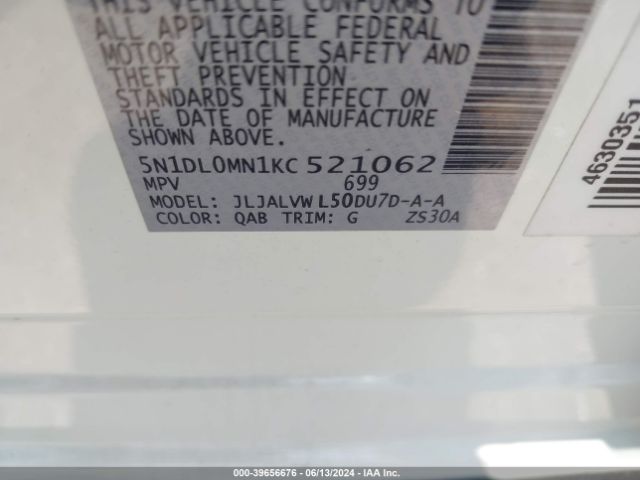 5N1DL0MN1KC521062 Infiniti QX60 LUXE