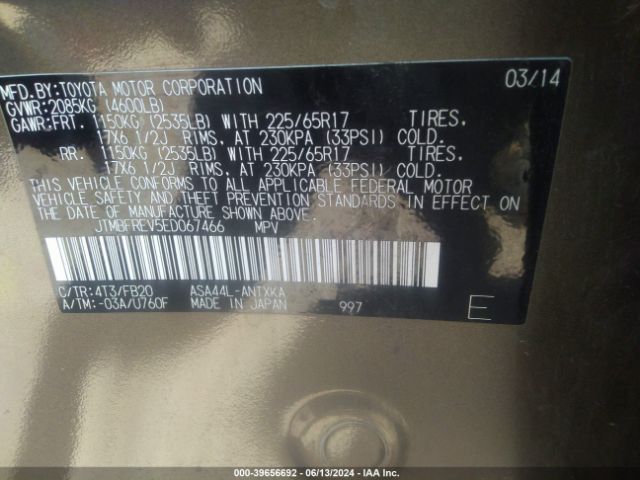 JTMBFREV5ED067466 Toyota RAV4 LE