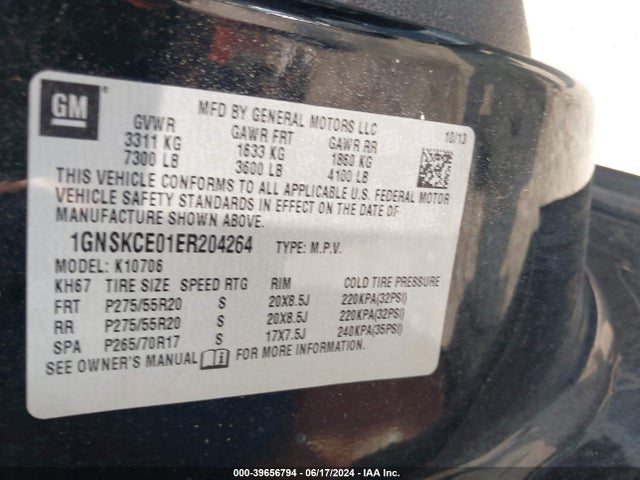 1GNSKCE01ER204264 Chevrolet Tahoe Ltz