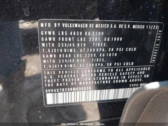 3VV4X7B20RM030535 Volkswagen Taos 1.5t Sel