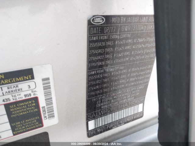 SALWR2FE1HA163608 Land Rover Range Rover Sport 5.0l V8 Supercharged/5.0l V8 Supercharged Dynamic